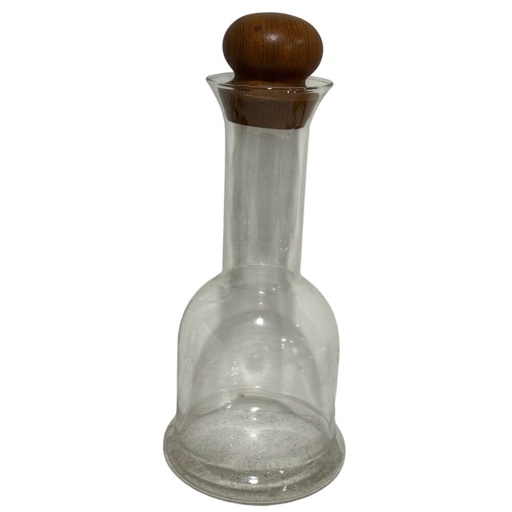 Dansk wine carafe bottle & wooden mushroom shaped stopper vintage 1970’s barware